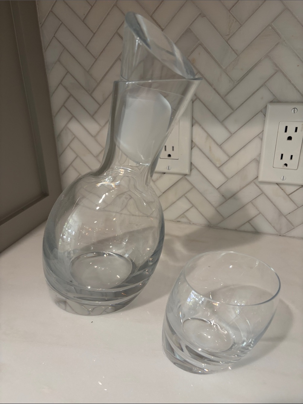 Nambe Clear Glass Carafe and Tumbler Set